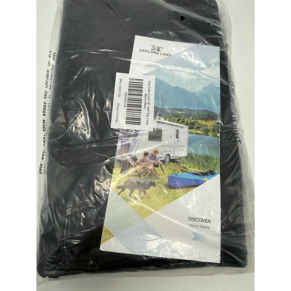 Explore Land Dog 38" Crate Cover Black Heavy Duty Polyester Pet Kennel Sunshade - Picture 5 of 7